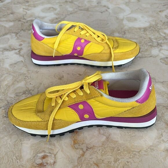 SAUCONY Jazz Original Retro Classic Sneakers Running Shoes Yellow & Pink - Picture 6 of 13